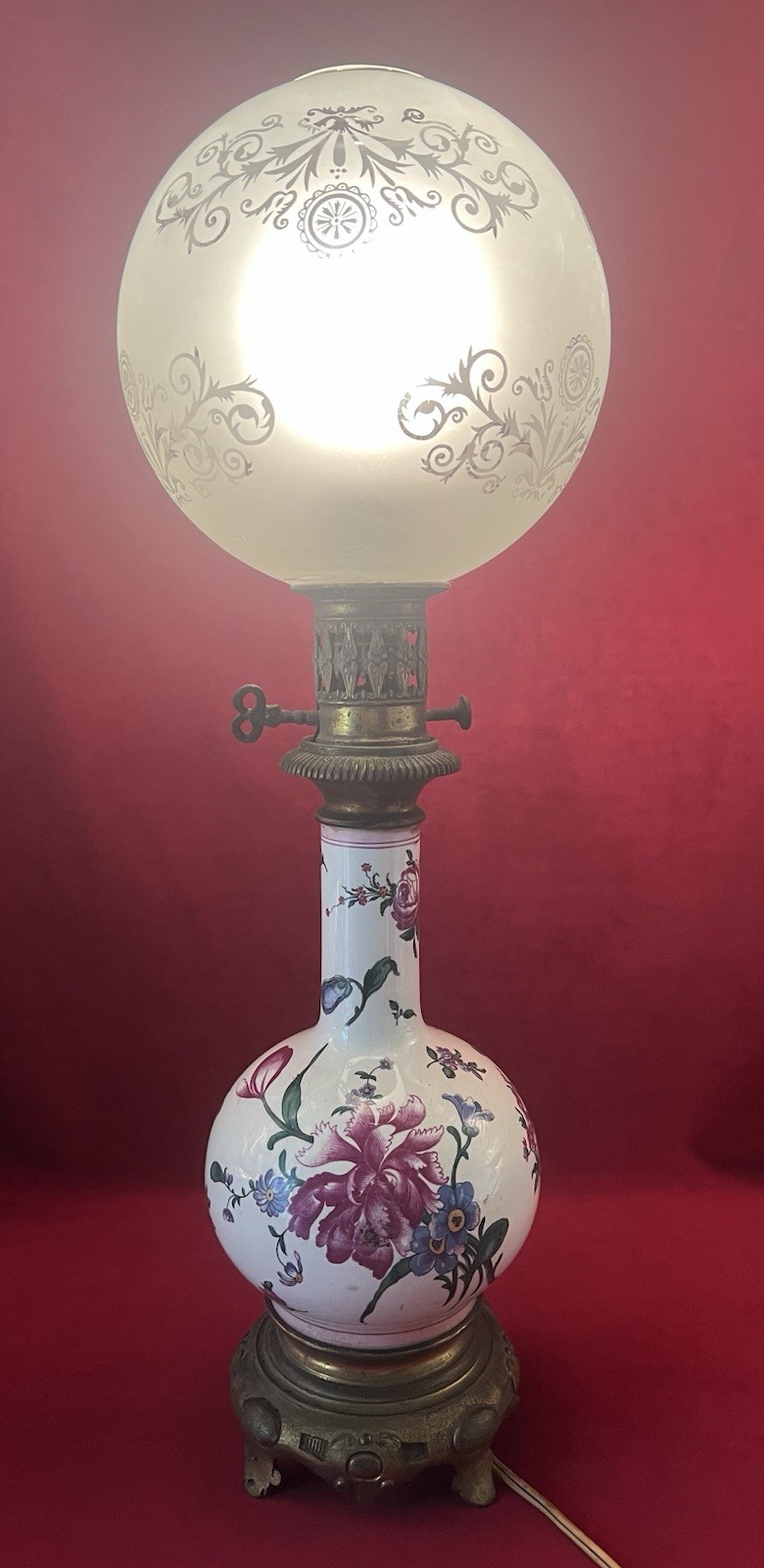 GIEN Kerosene Oil Table Lamp Black Ceramic Salon Lamp, Marseille 19th