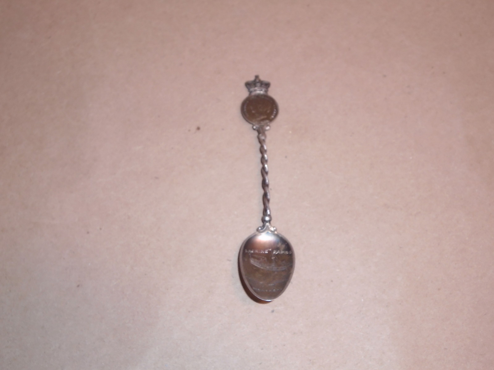 Canadian Souvenier Spoon 1896 5 Cent Sterling Silver 25 t/o Lachine Rapids