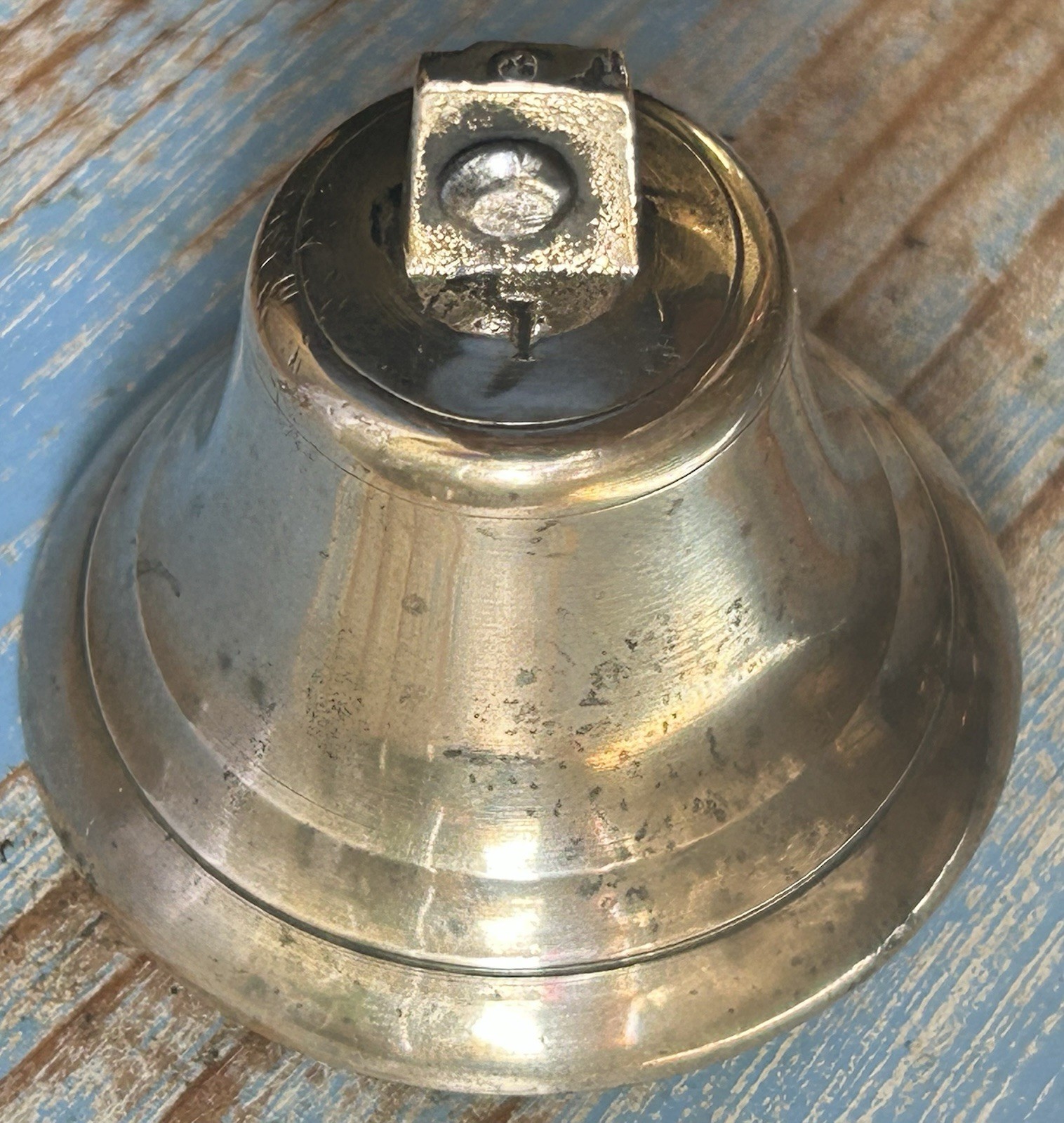 18th-early 19th Century. (#1) Solid Brass Bell W/iron Clapper. 2 Inches Tall.