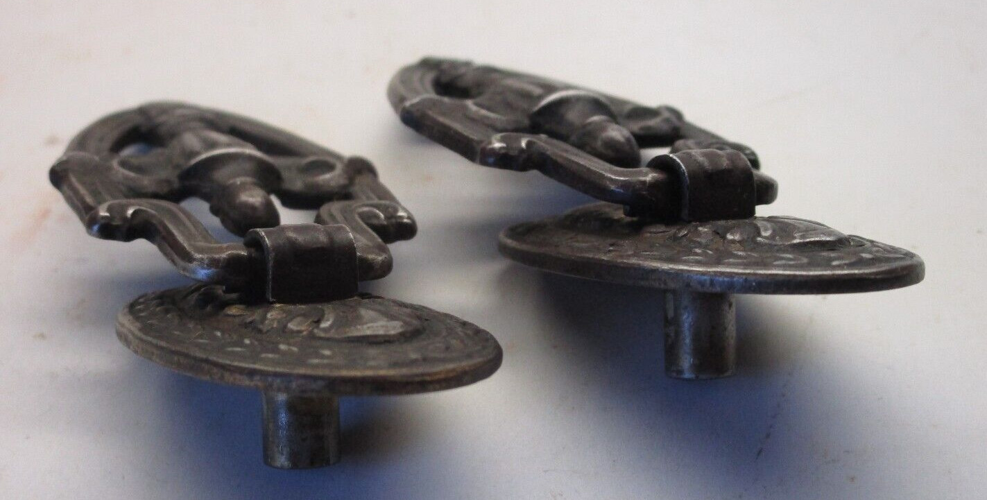 Antique Brass Ornate Teardrop Drawer Pulls Set of 2