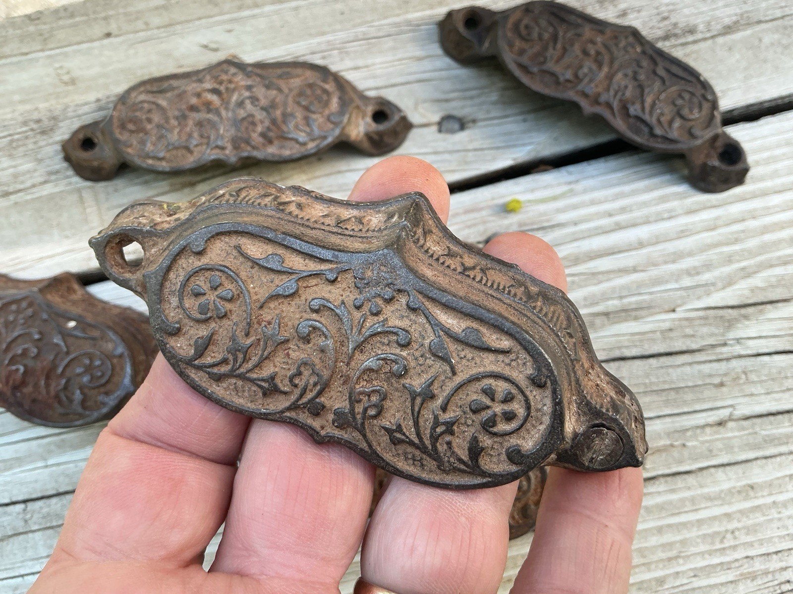 RARE ANTIQUE APOTHECARY BIN IRON “CRAFTSMAN” HANDLES OLD ANTIQUE PER PIECE!