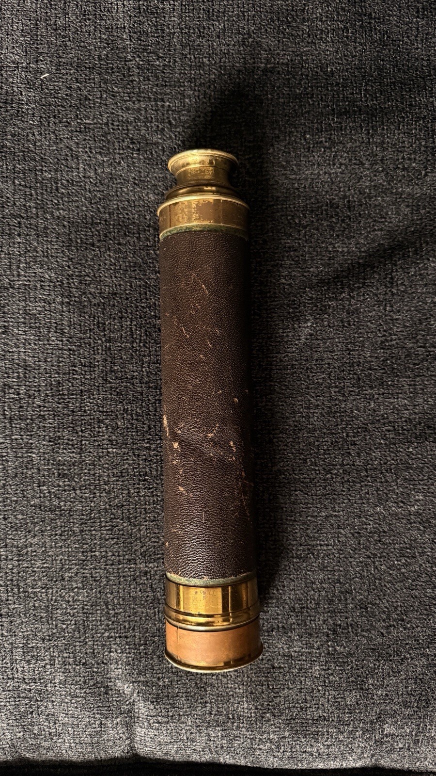 Antique Brass Spyglass Telescope Collapsible 29” Extended w/ Leather Case Clear