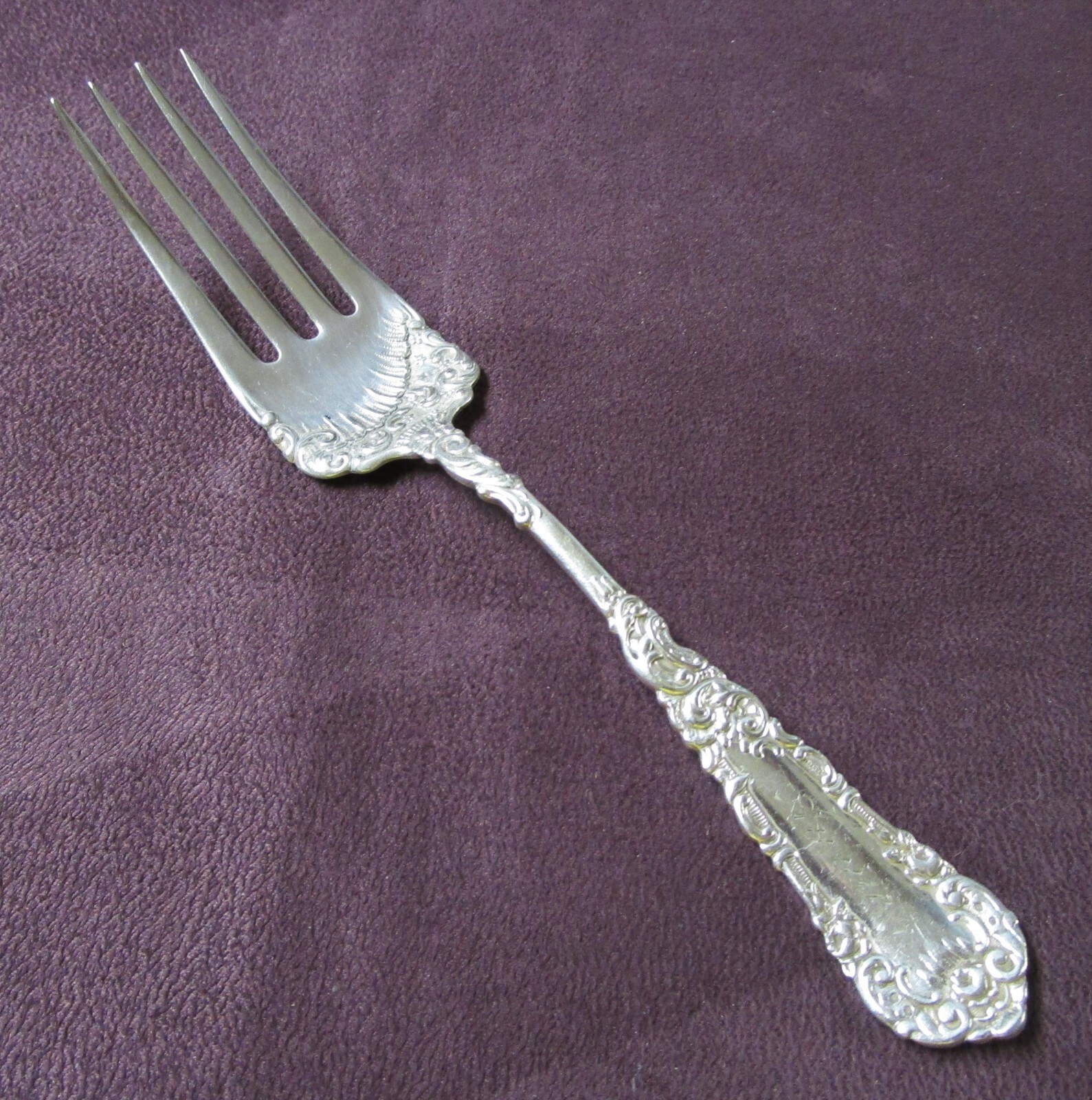 YALE Cold Beef or Small Serving Fork Rogers Silverplate 1894 Engraved Annie G