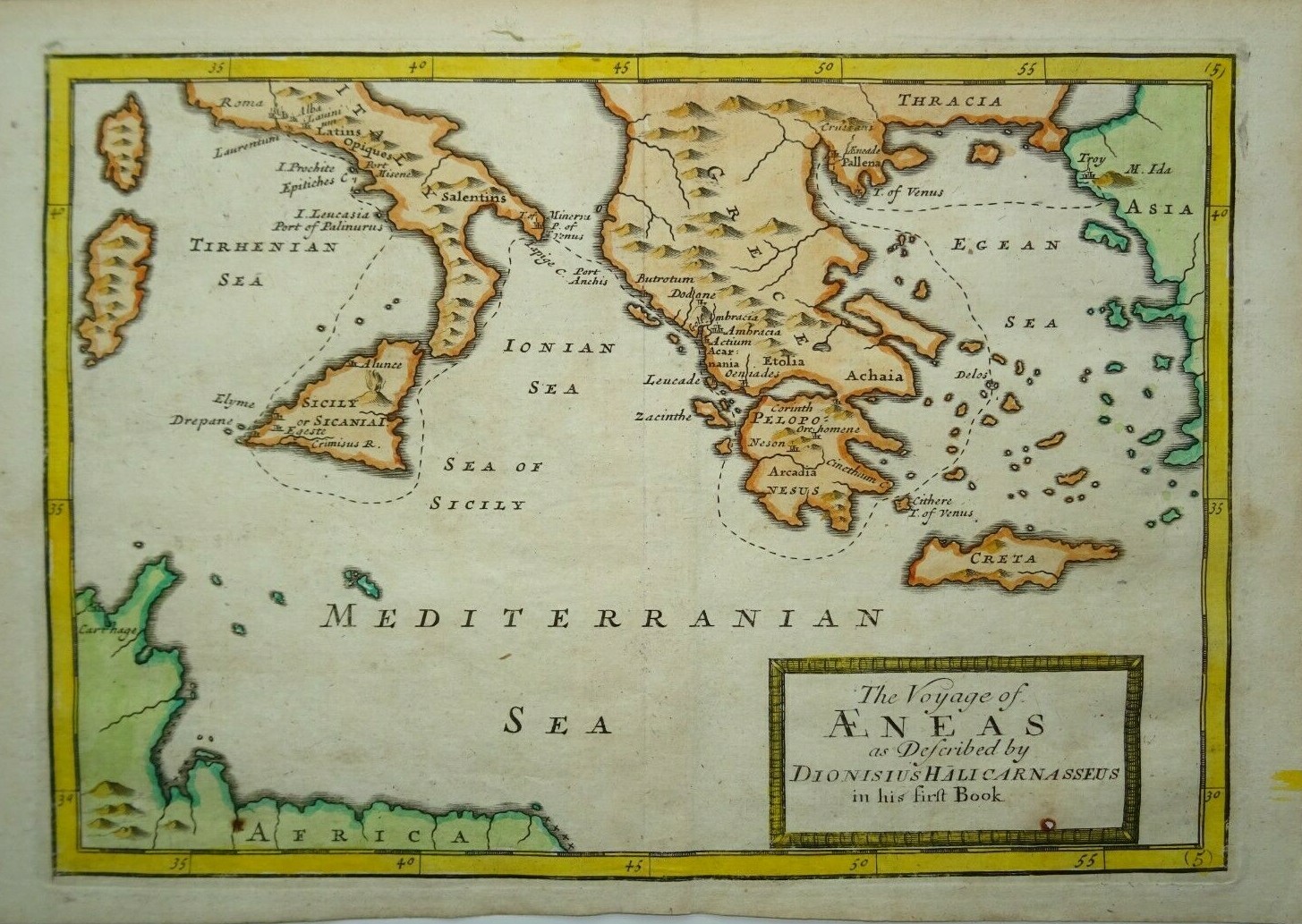 Antique Map of the Ancient Mediterranean by Herman Moll 1705