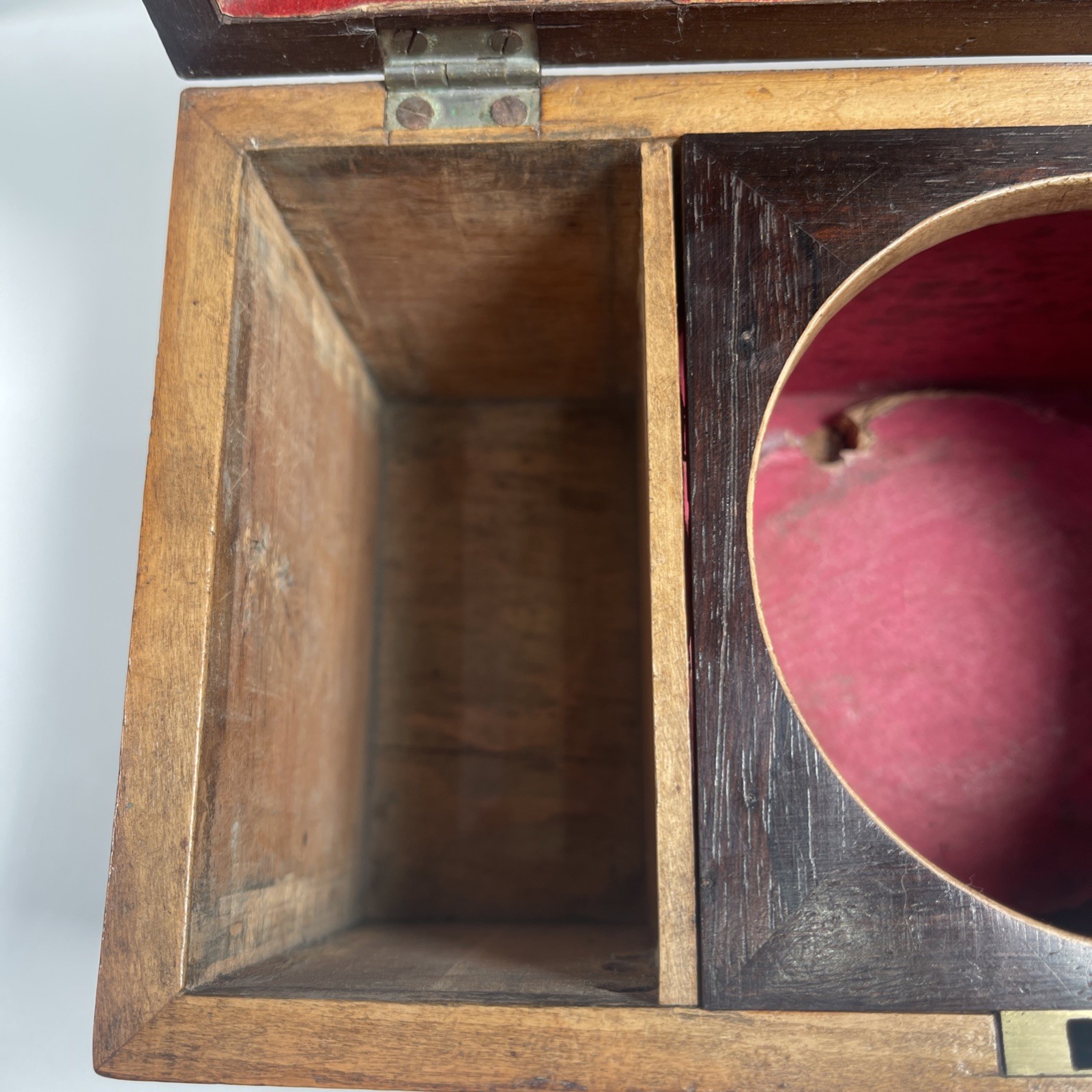 Regency Mahogany Two Compartment Tea Caddy & Central Cut Glass Mixing Bowl