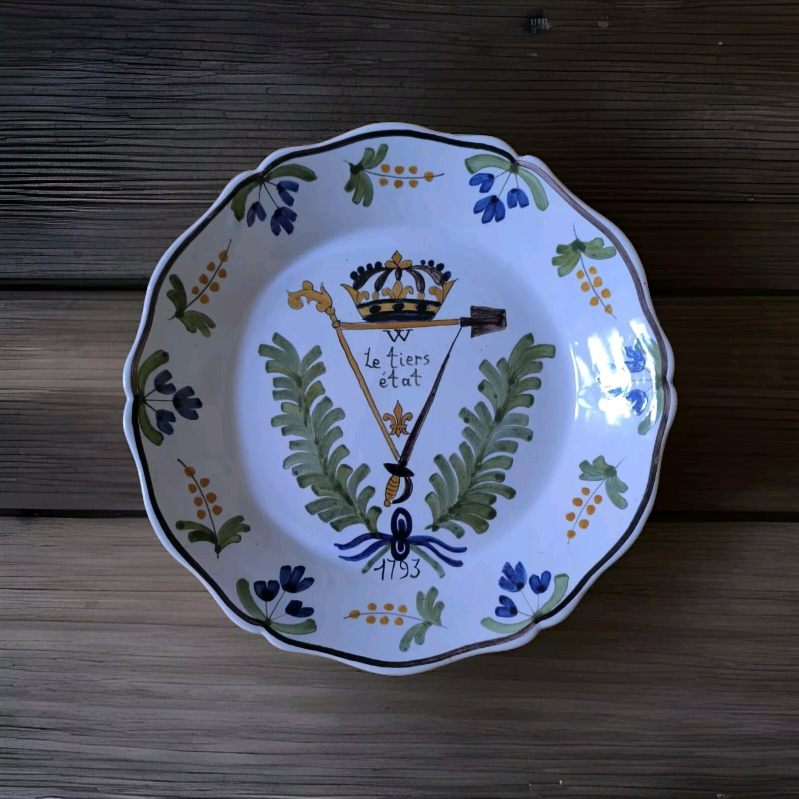 Old Nevers Plate Signed Revolutionary Theme “The Third Estate 1793”
