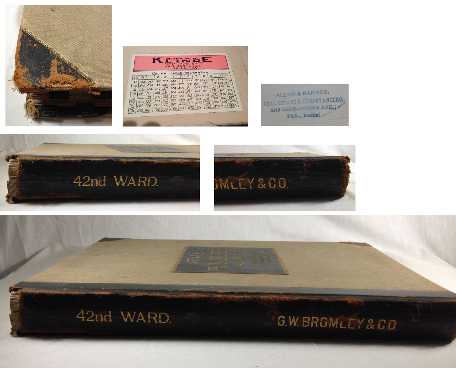 1923 ATLAS OF PHILADELPHIA 42nd WARD, George W. & Walter S. Bromley, Folio Size