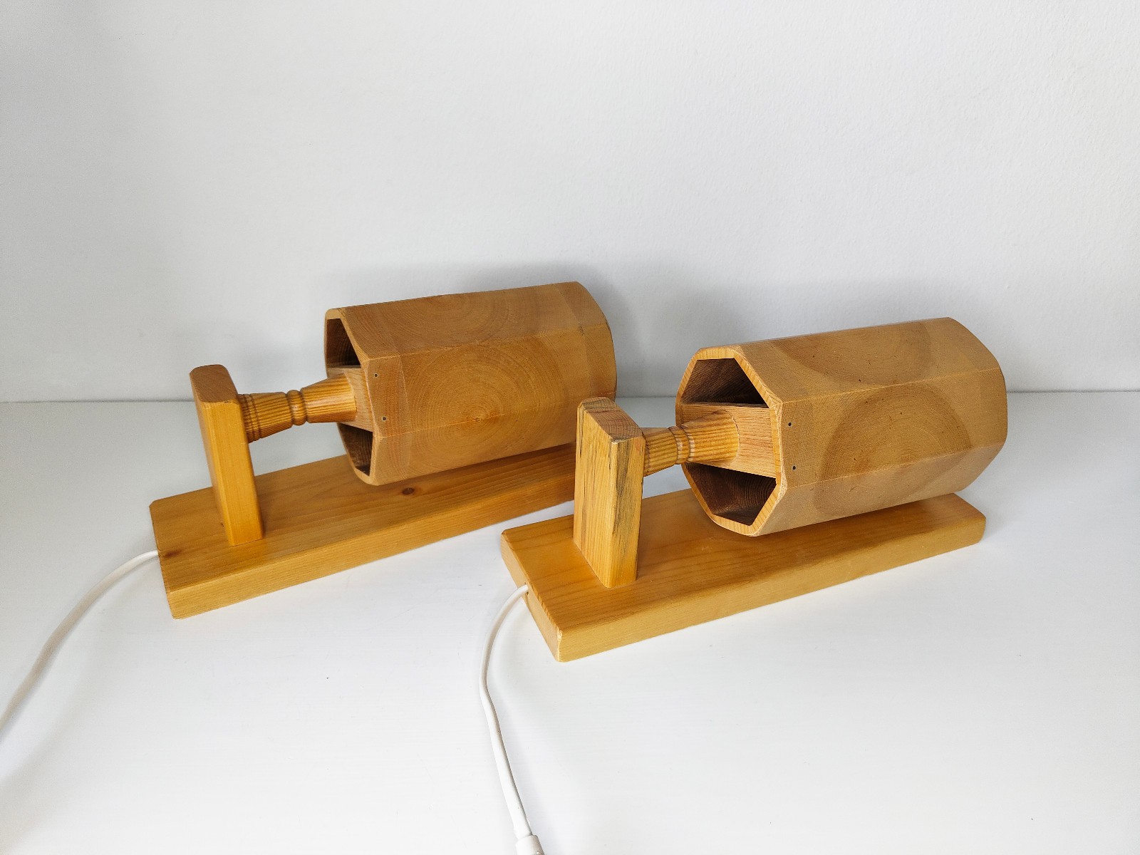 Pair of 1970s wood wall lamps: sconces, Swedish Scandinavian