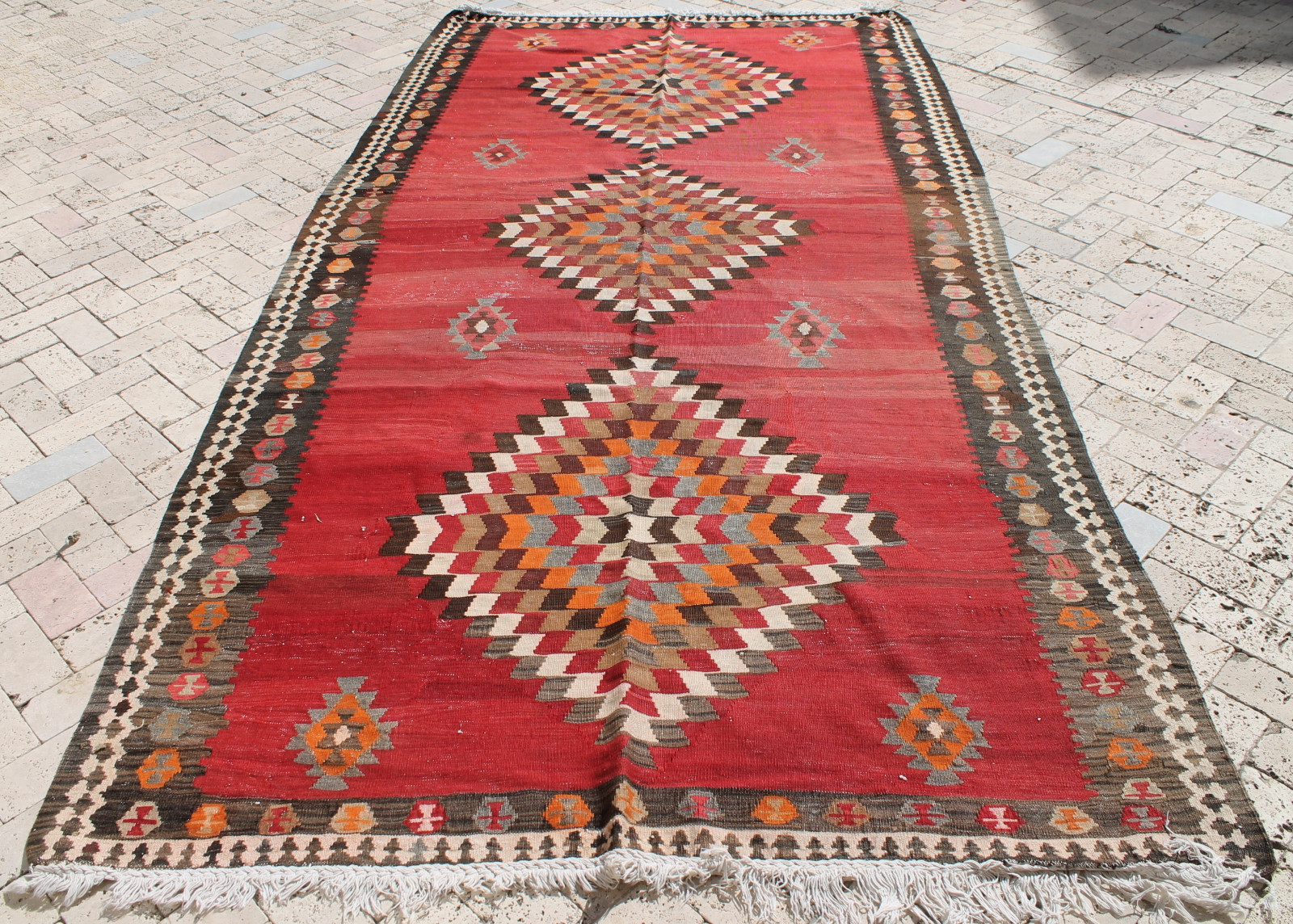Caucasian Rug 69”x128” Handwoven Kilim 176x340cm Area Rug Oriental Vintage Rug