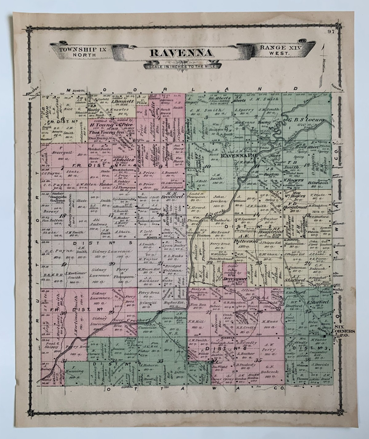 1877 RAVENNA & Twp , 1876 Solon Nelson Twp, 1877 Casnovia & 1876 Rockford Plats