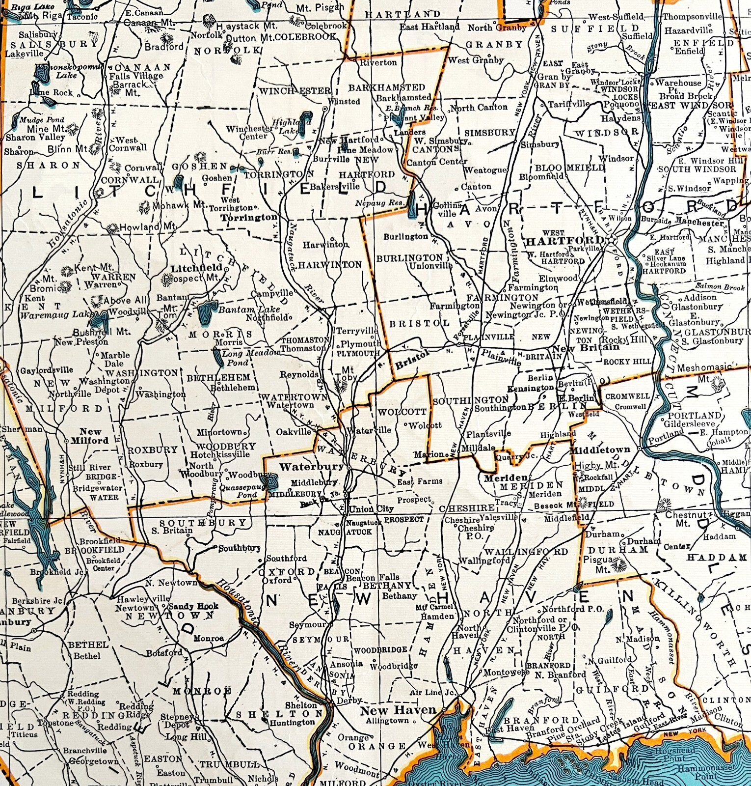 Connecticut North America Map 1935 United States New England 14 x 11″ LGAD99