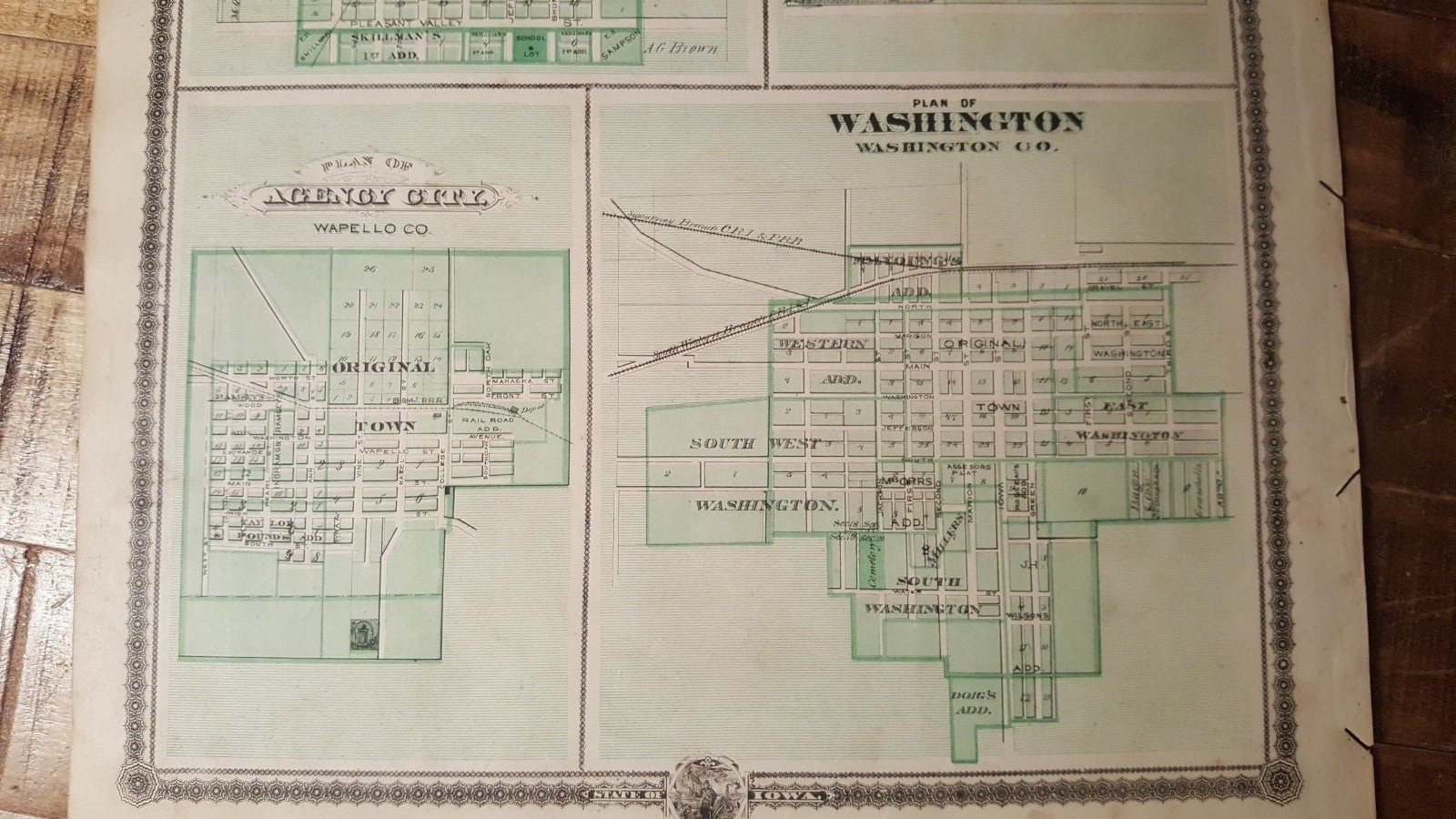 ANTIQUE MAP – PLAN OF DEWITT/TIPTON/WEST BRANCH IOWA – Andreas Atlas Co. 1875