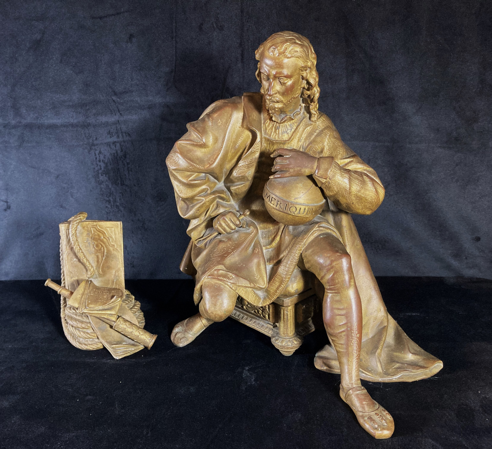 RARE FRENCH ‘DISCOVERY OF AMERICA’ STATUE OF CHRISTOPHER COLUMBUS – CIRCA 1890