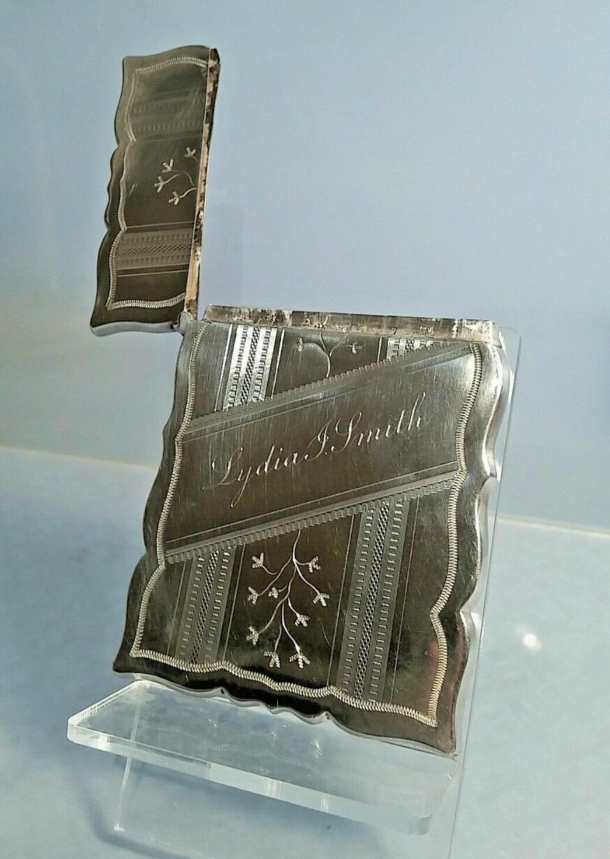 Art deco 1926 American silver card case Dragon hallmark Whiting Co of New York