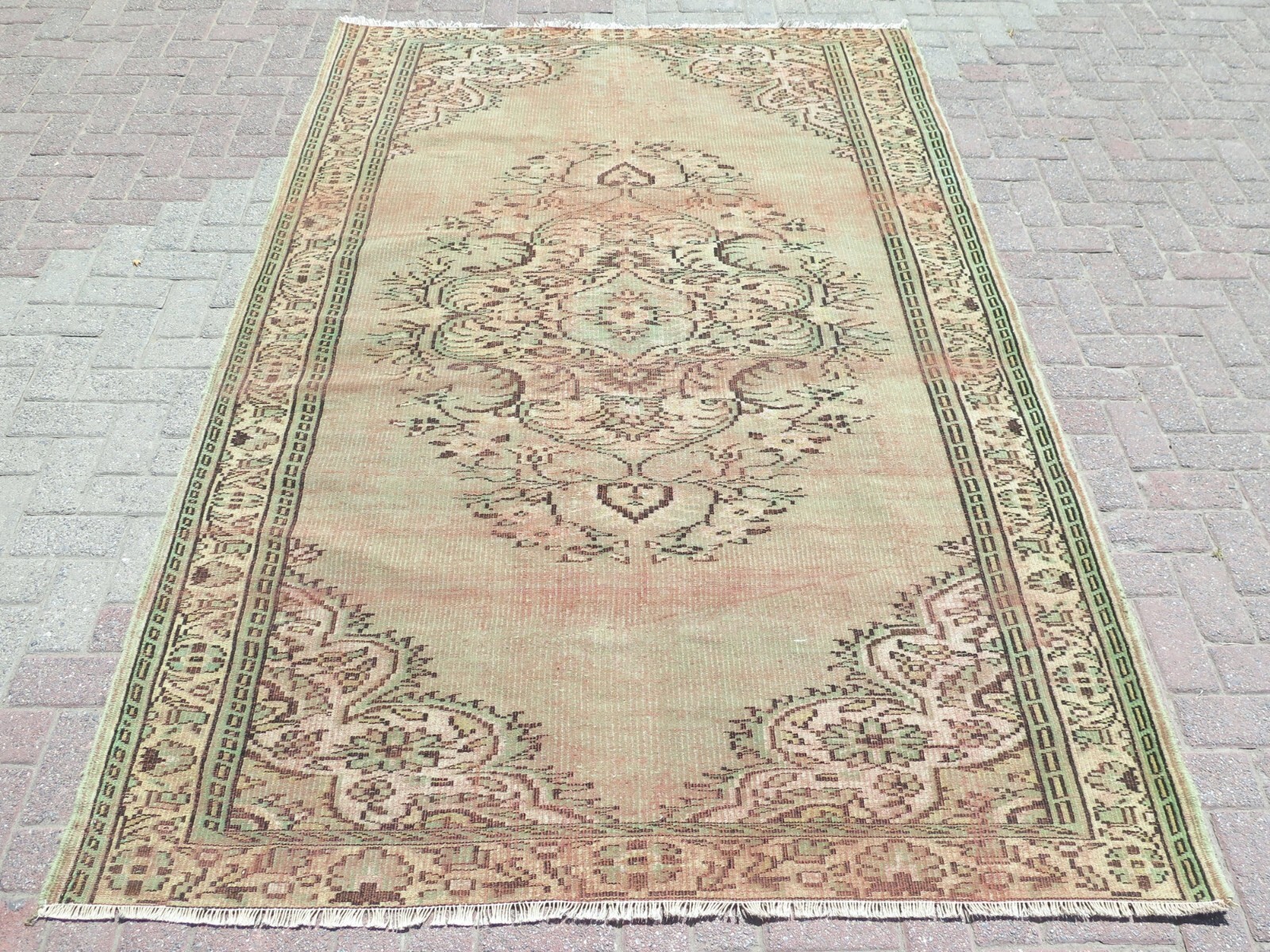 Oushak Rug, Turkish Rug, Distressed Rug, Handmade Carpet, Modern Carpet 69″X105″