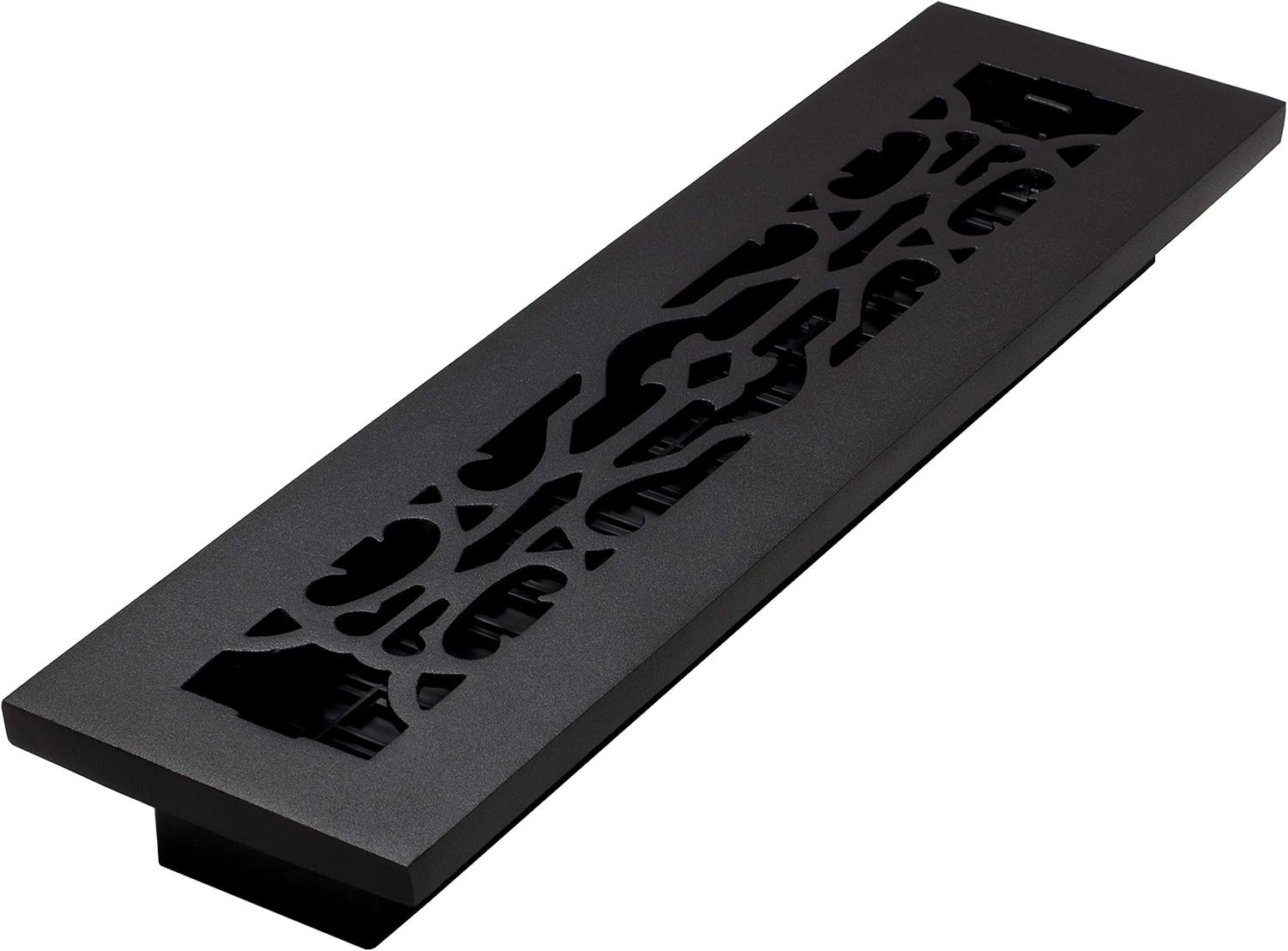 Decor Grates AC414-BLK Victorian Floor Register OD 4 x 14 Inches Cast Iron Black