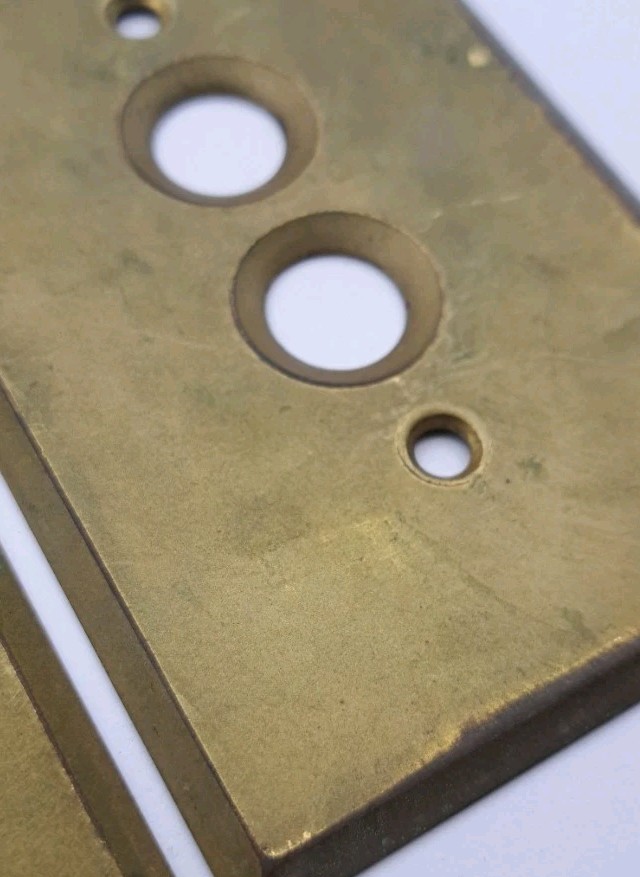 Vintage Push Button Light Switch Wall Plates Covers Rectangle Old Brass Lot of 3