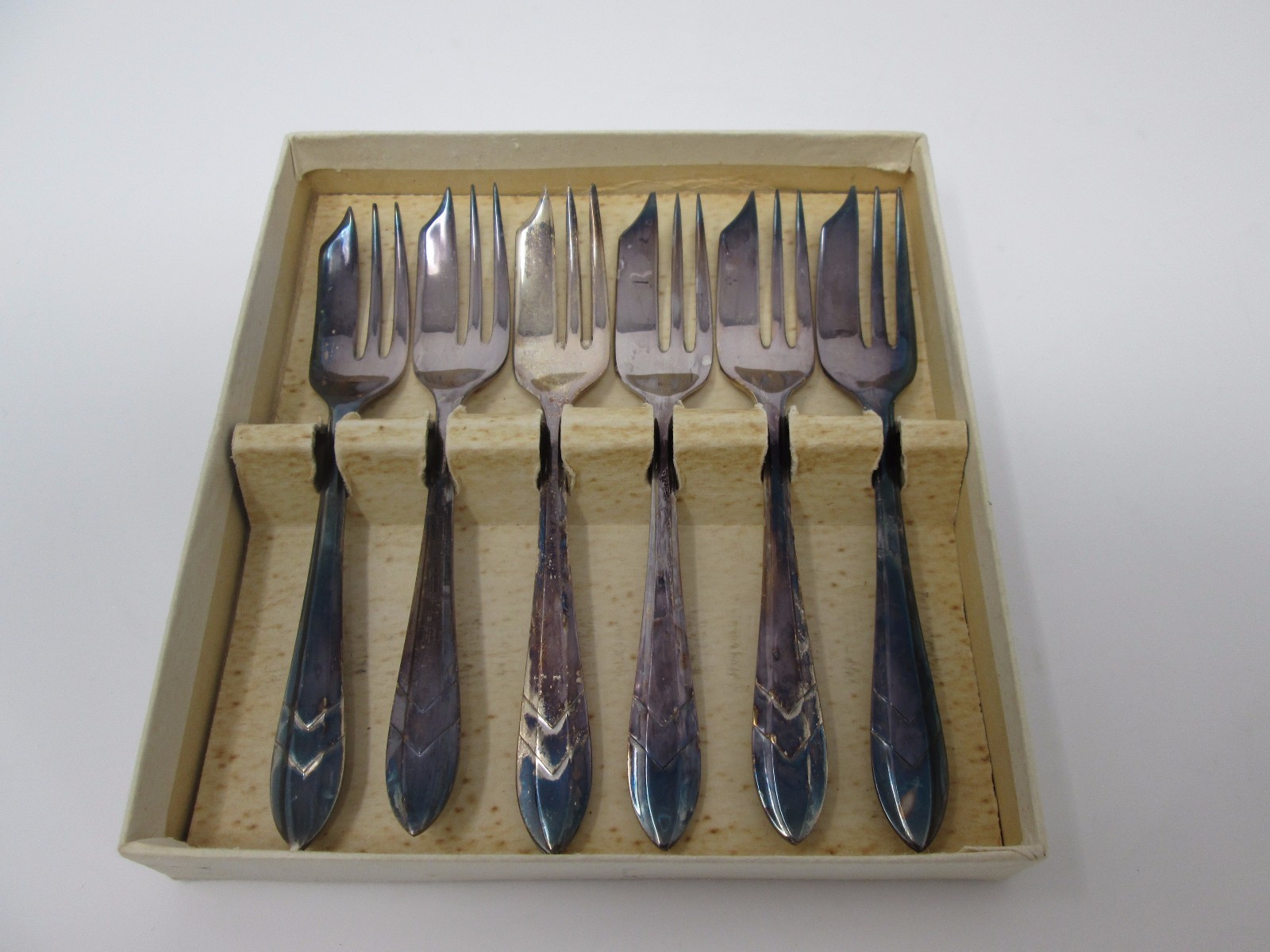 Maurice Stables England Loxley Pastry Fork Setting Qty 6 Nickel Silverplate 1684