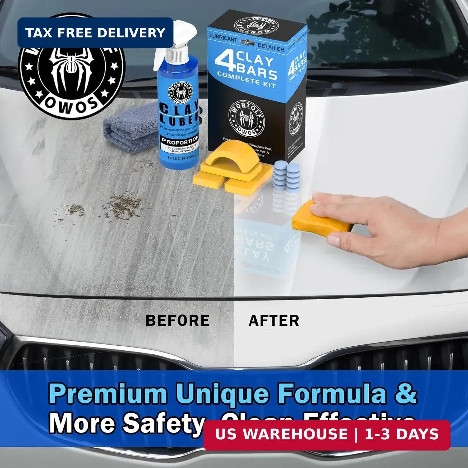Wontolf Clay Bar Kit, Complete Clay Bars Auto Detailing Clay Luber Lubricant Car