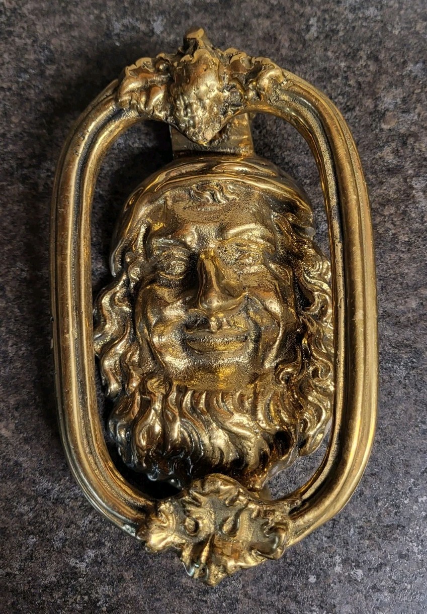 Vintage Brass Door Knocker Rare Santa Claus 6″ Long , Beautiful