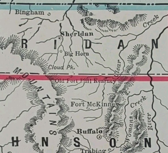 Vintage 1893 WYOMING Map 13″x11″ Old Antique Original SHERIDAN CHEYENNE BUFFALO