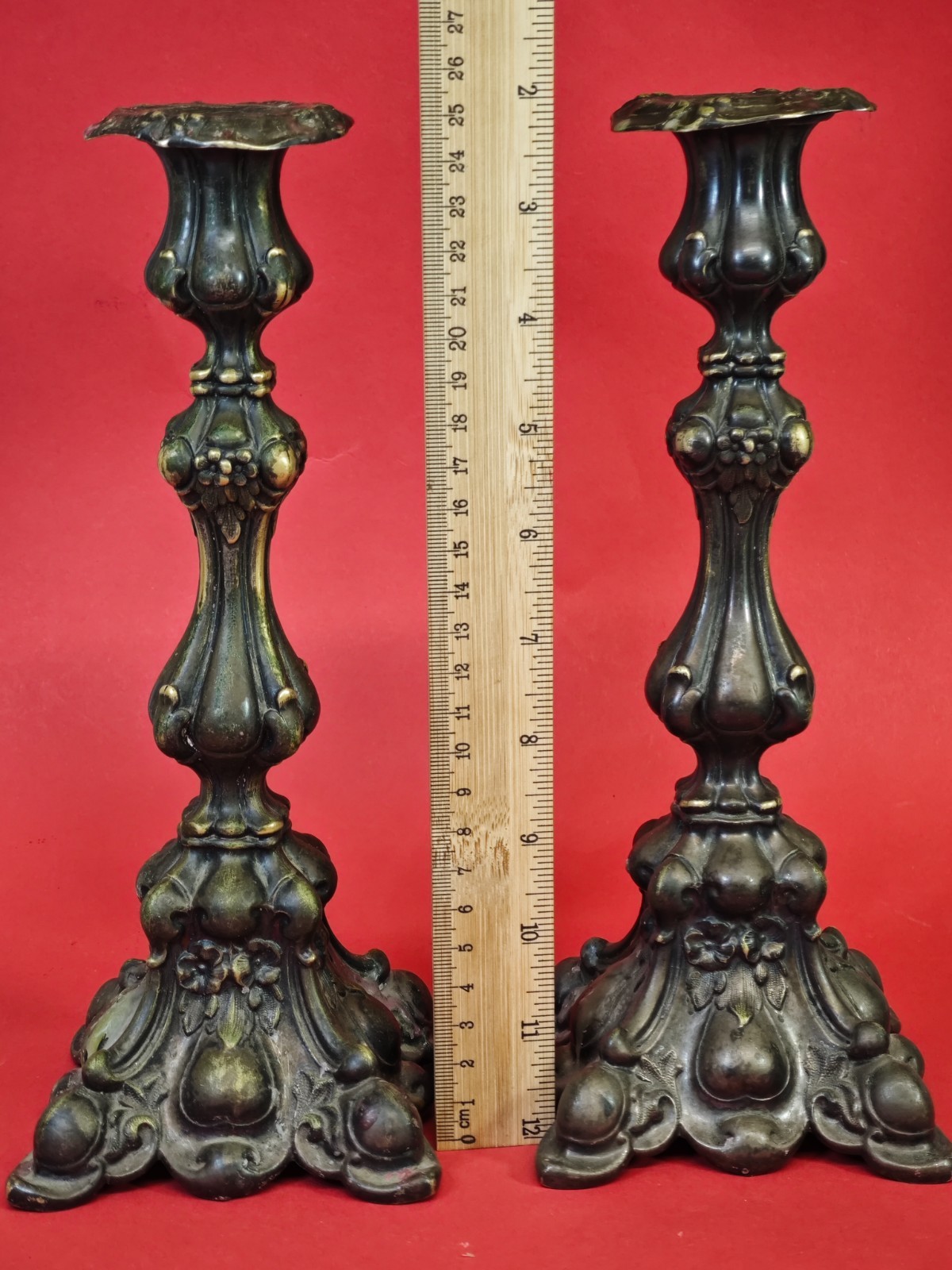Antique Norblin & Co Warsaw Silver Plate Candlesticks Pair Judaica Shabbat Rare