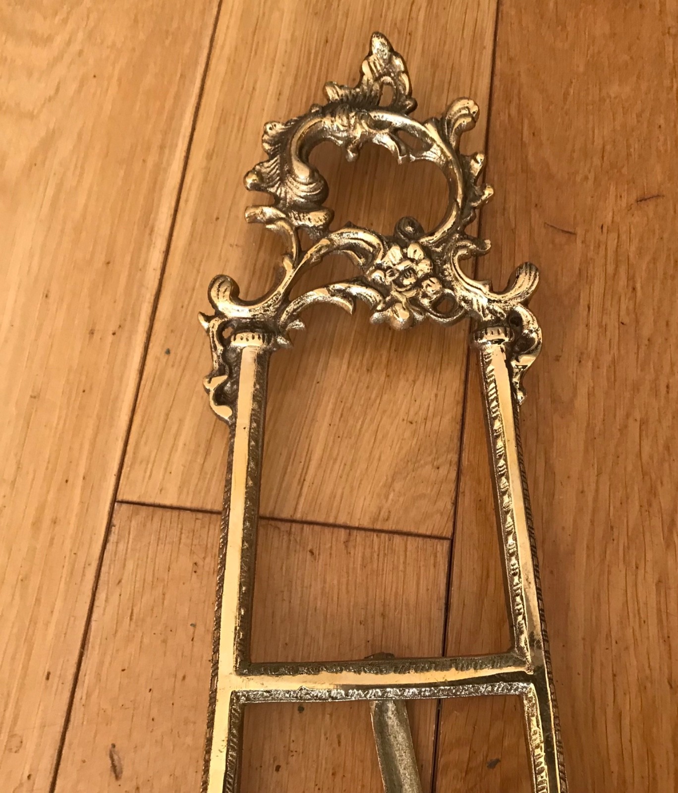 Antique Rococo Style Solid Brass Easel 40cm x 19cm x 6.5cm (Above Cages)