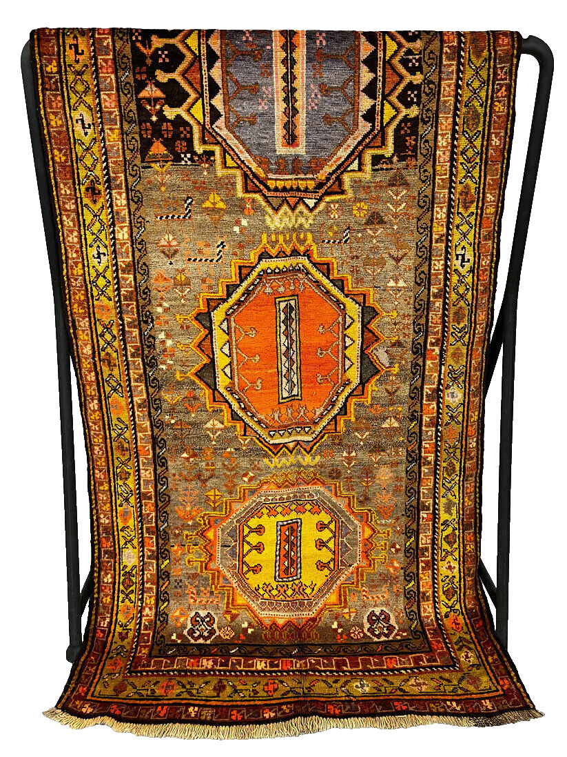 Tribal Vintage Geometric Kazak 7′ 6″ x 3′ 8″ Brown Area Rug