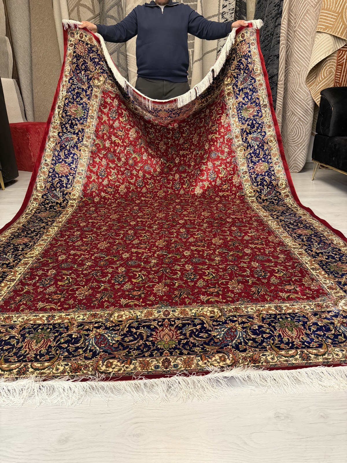 Brand New Turkish Silk Rug 7×10 ft Elegant Red Silk Rug Luxury Carpet Area Rug