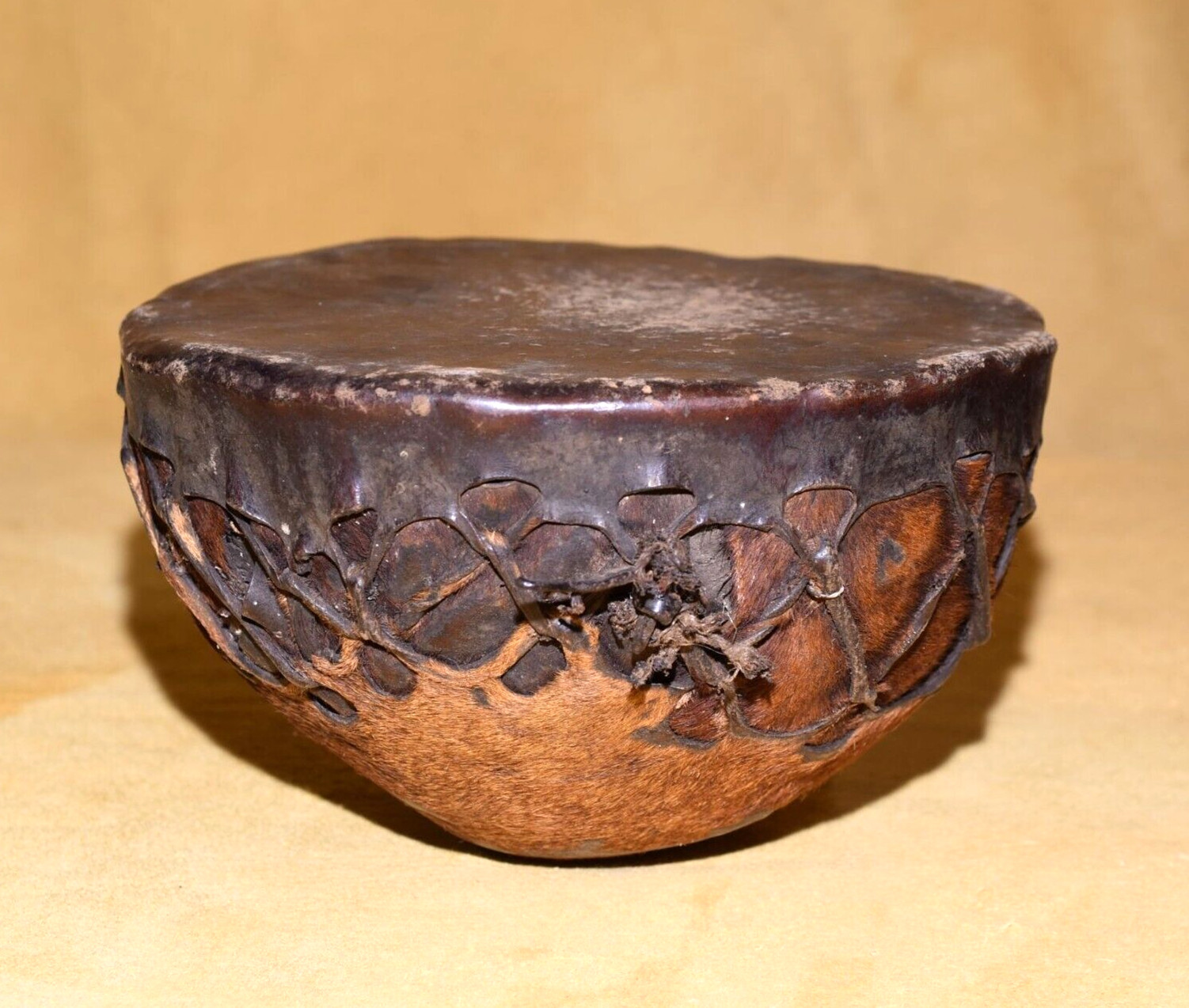 Antique Ethiopian Coptic Church Wood Leather Ceremony Deba Drum Ethiopia, Africa