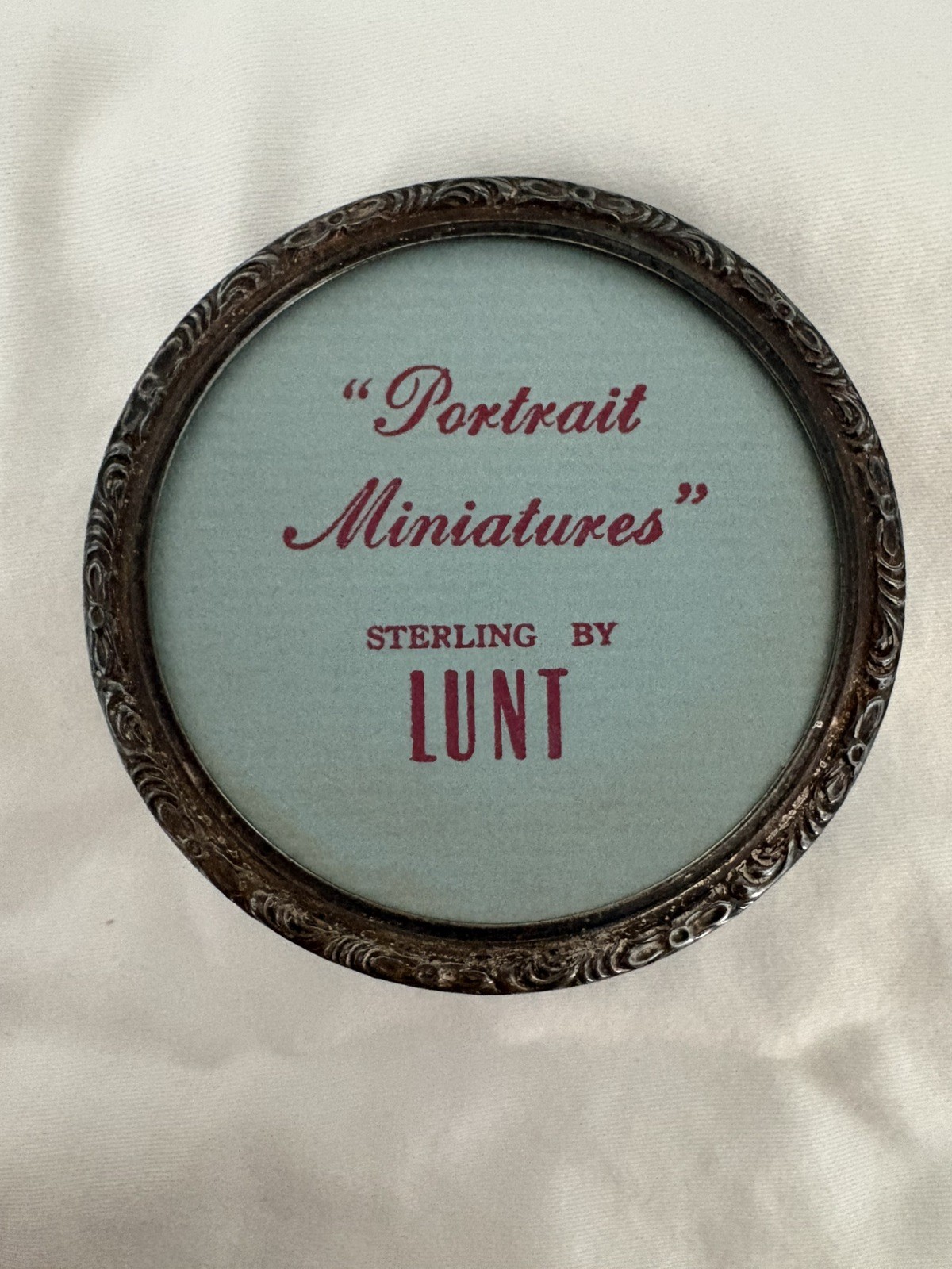 Sterling By Lunt Portrait Miniatures 2” x 2”. Vintage. No glass.
