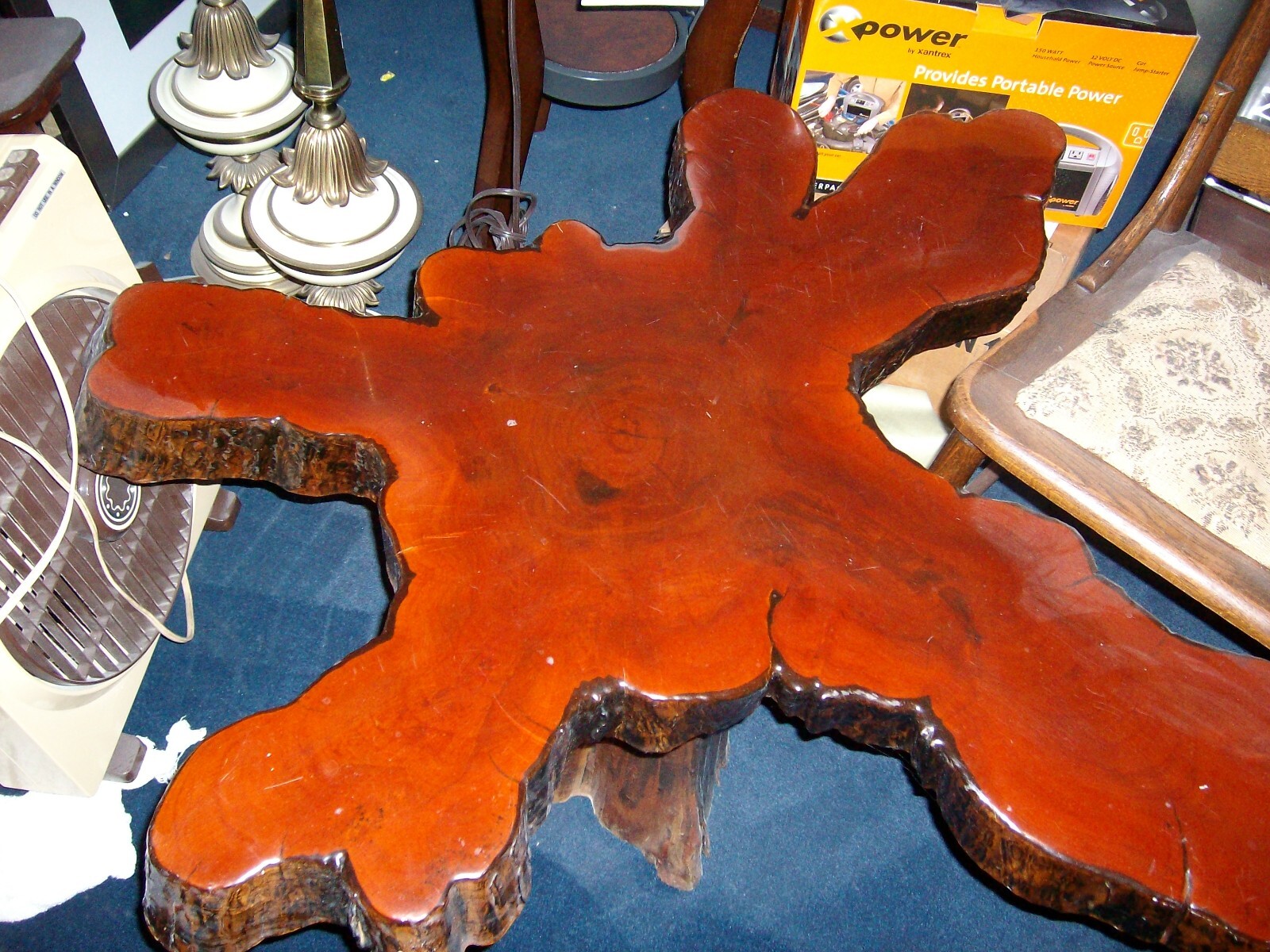Vintage 1970s California Redwood Table Coffee made from 500 yr old Redwood tree 