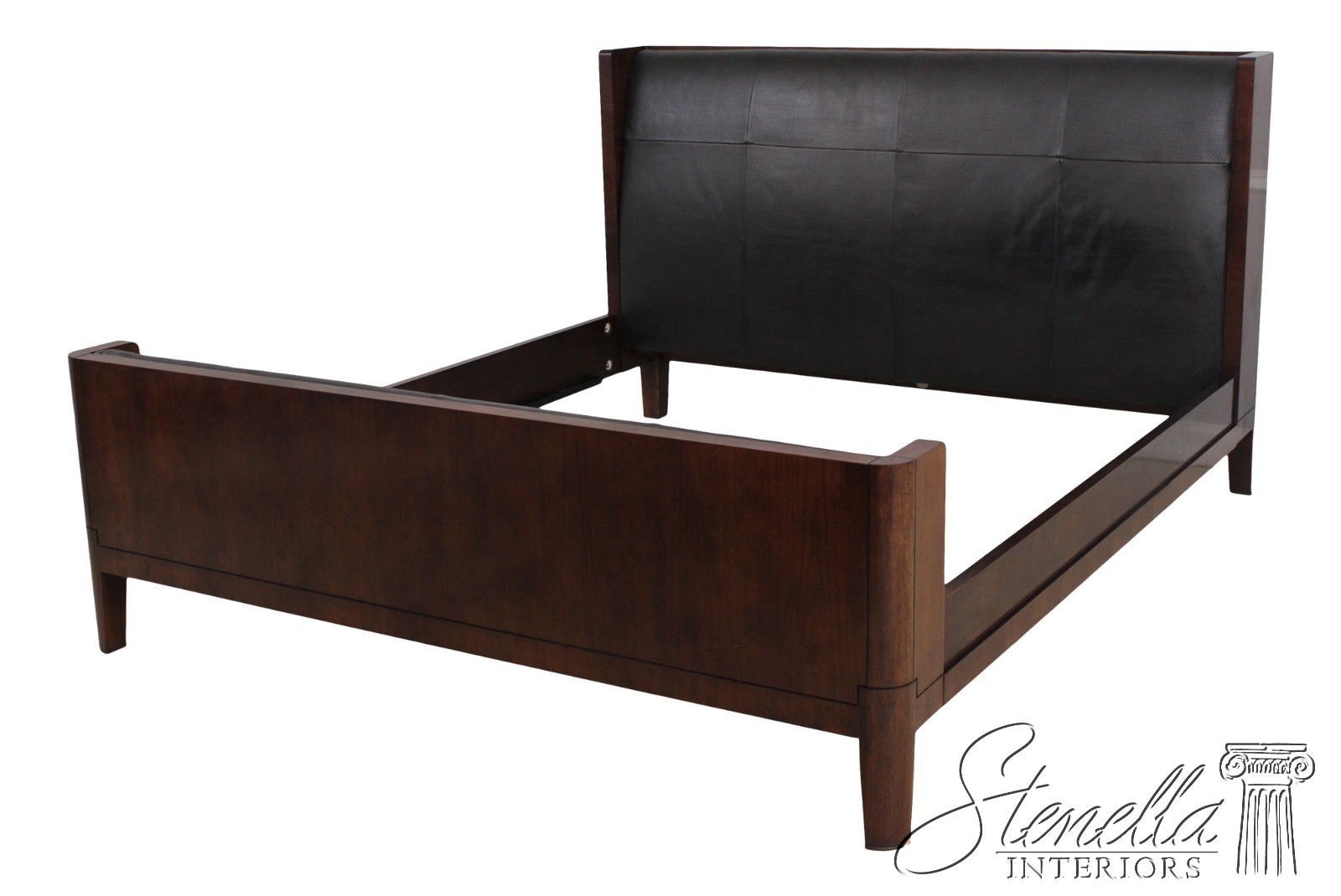 71755: BAKER Leather Mahogany Mid Century Modern King Size Bed