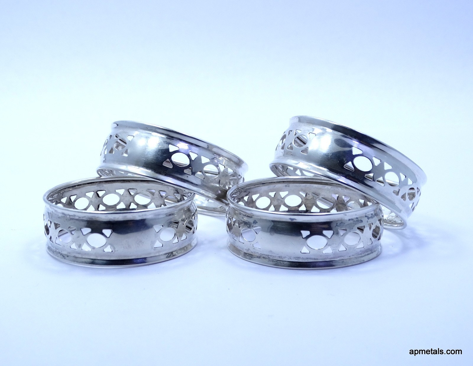 RODEN BROS LTD Set Of 4 Sterling Silver 925 Napkin Rings 21.2 Grams