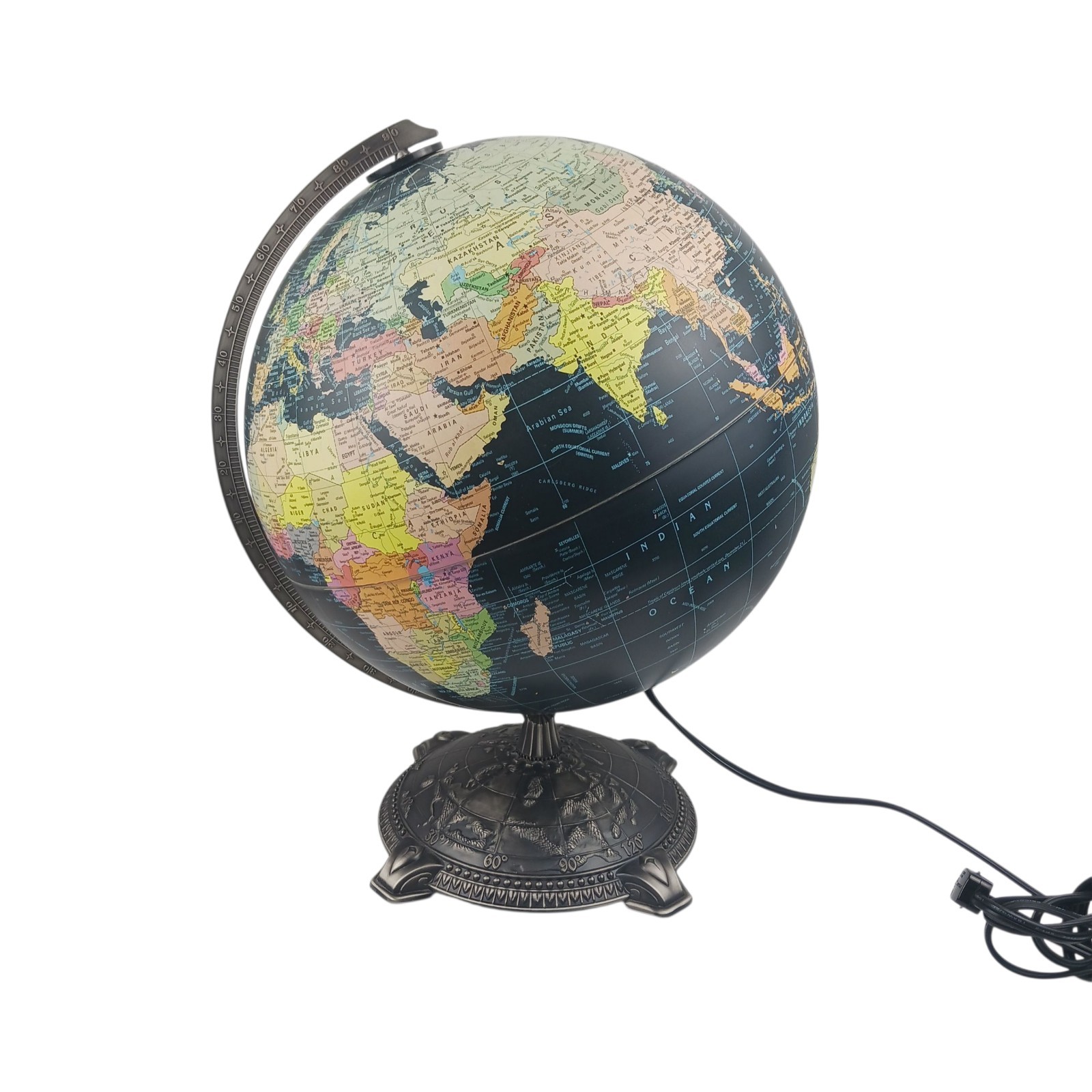 Replogle World Globe Illuminated Starlight Series Black Ocean Cast Metal Base