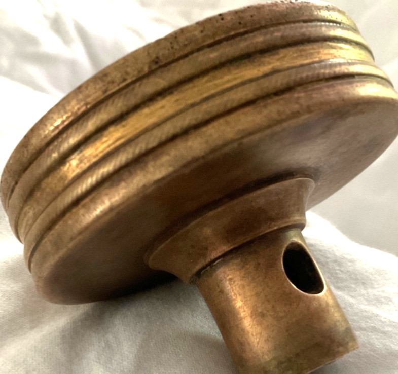 MINT ANTIQUE “MING”HAND STAMPED MULT-LAYER INLAY SOLID BRASS DOORKNOB(1)