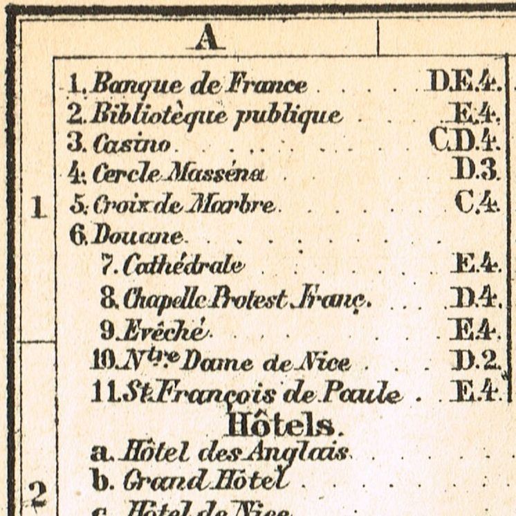 NICE Original map 1879 France Niça FRENCH RIVIERA Côte d’Azur