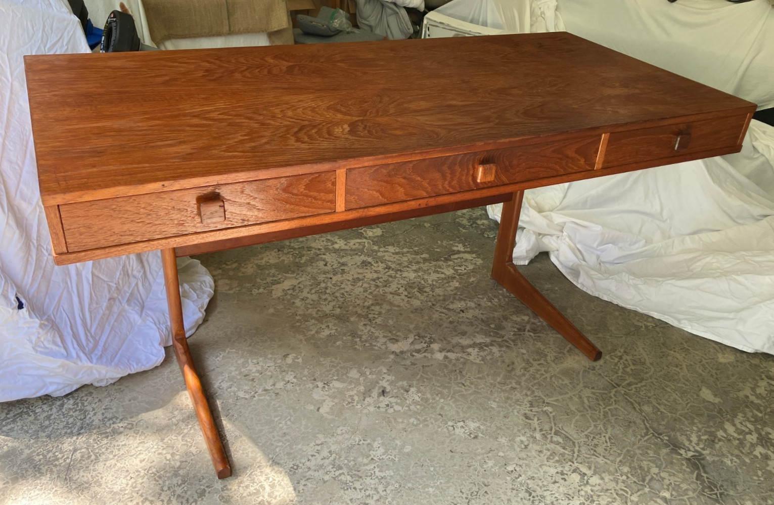 Vintage Danish Mid-Century Modern Teak Cantilever Desk Georg Petersens Denmark