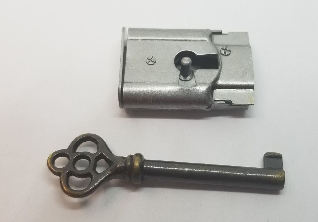Full Mortise Lock Skeleton Key 1-1/2″ X 1″ right antique vintage old desk drawer