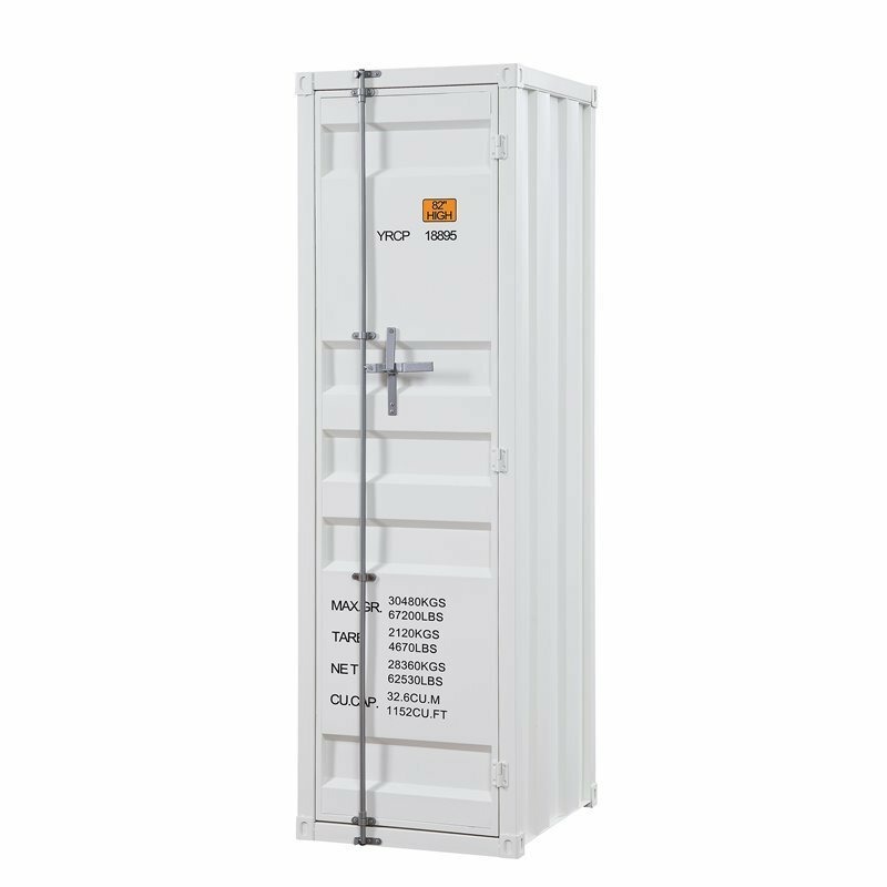 Bowery Hill Contemporary Wardrobe Armoire with 1 Door in White