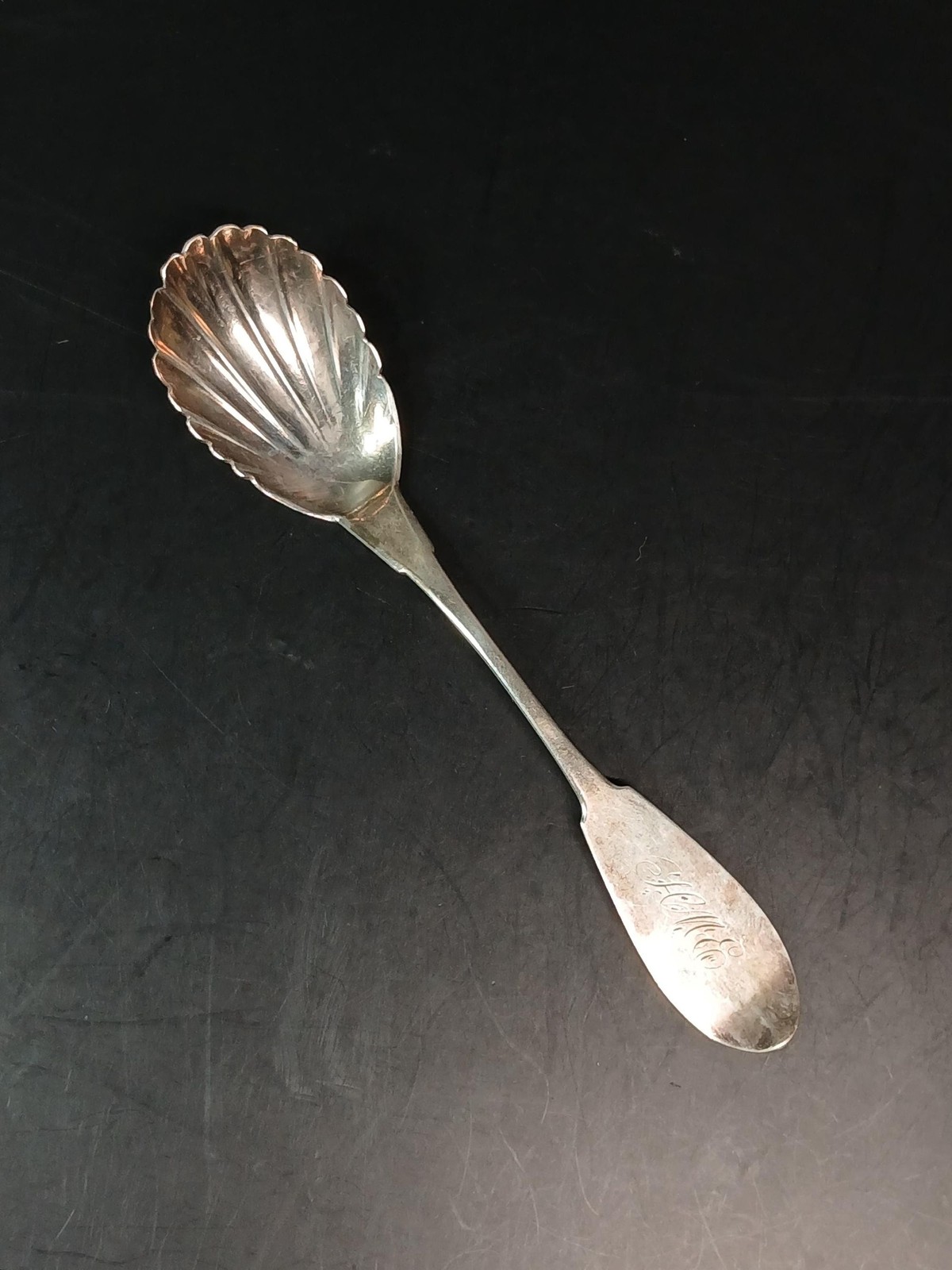 Hartford H.I. Sawyer Pure Coin Silver Shell Spoon ~6.5″