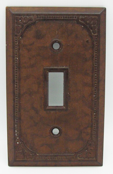 Vintage Mottled Brown Art Deco Single Light Switch Wall Plate Cover