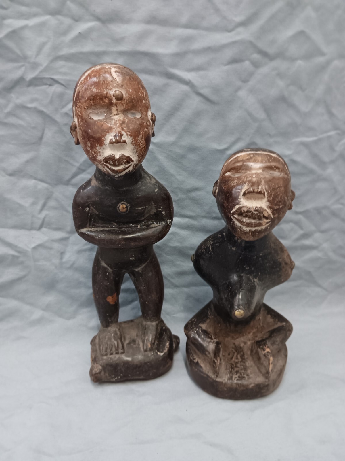 Set Of African Authentic Cultural Bakongo Villi Fetish Figures From Congo