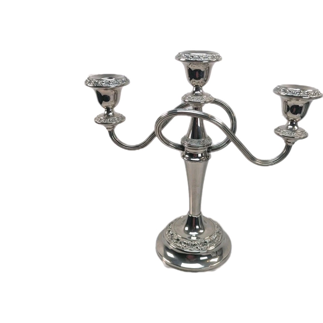 Vintage Lanthe England Silver Plate Candle Holder 2 Arm Candelabra Mid Century
