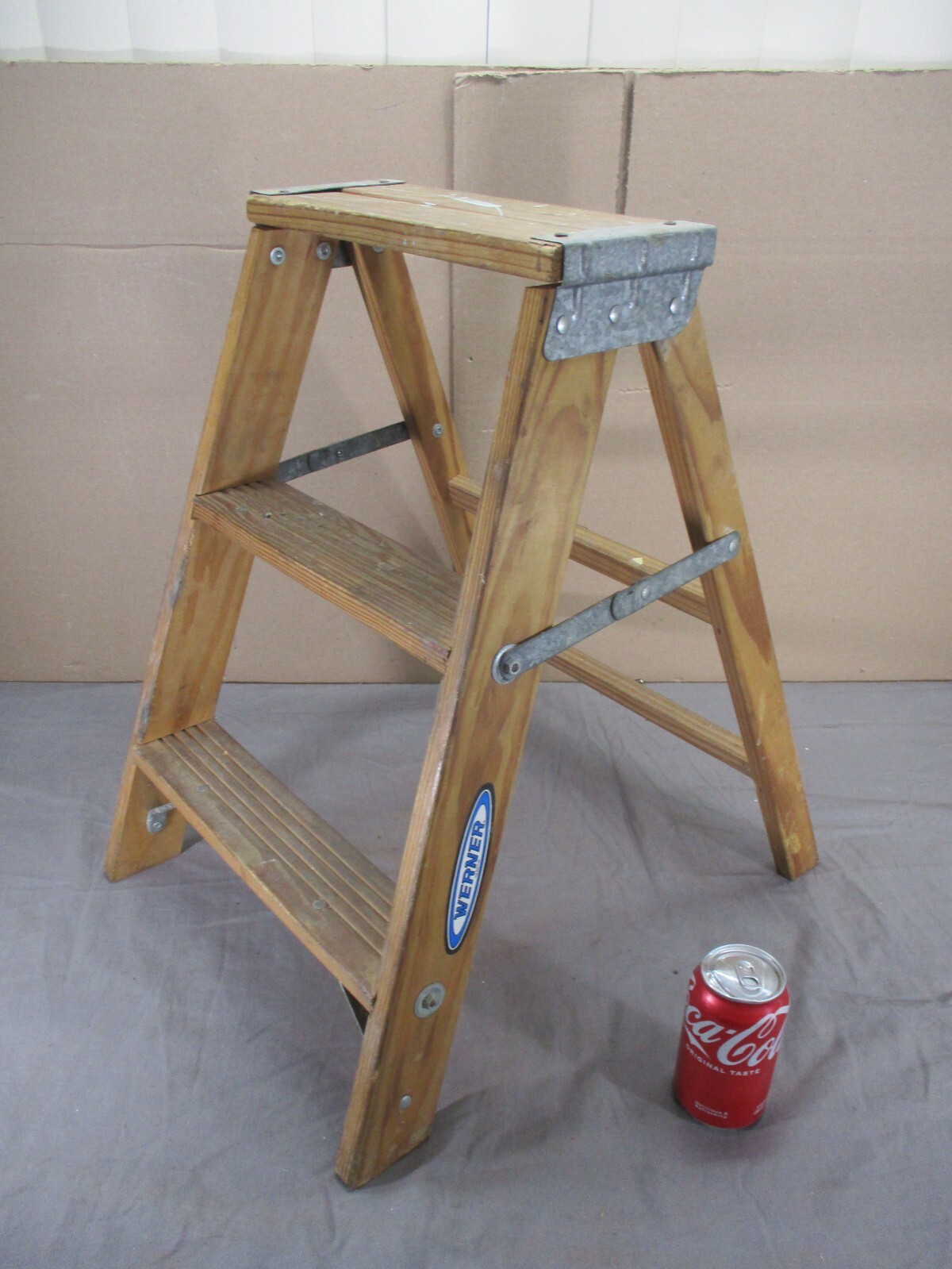 Vtg Werner Wood Wooden 2 Step Ladder Primitive Farm Country Plant Stand (E)