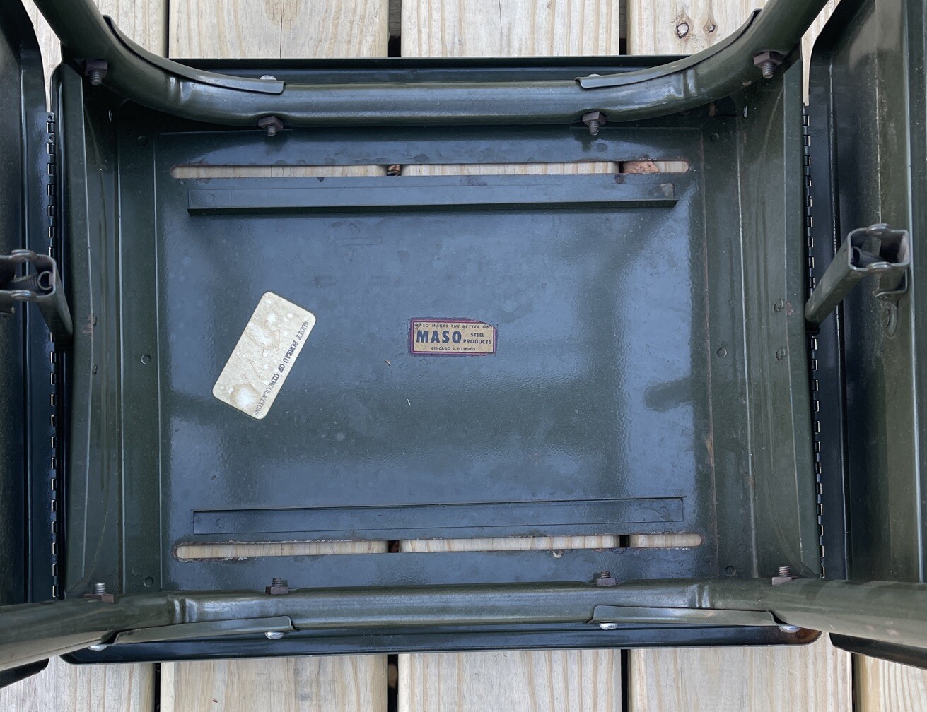 VTG MASO Industrial Green Metal Rolling Typewriter Table Drop Leaf Audit Bureau