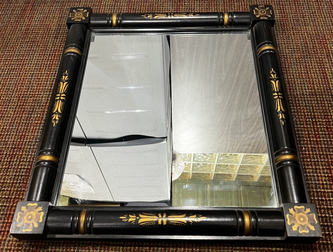 VTG Hitchcock Alford & Co Stenciled Wooden Wall Mirror 21.5″ x 19.5″