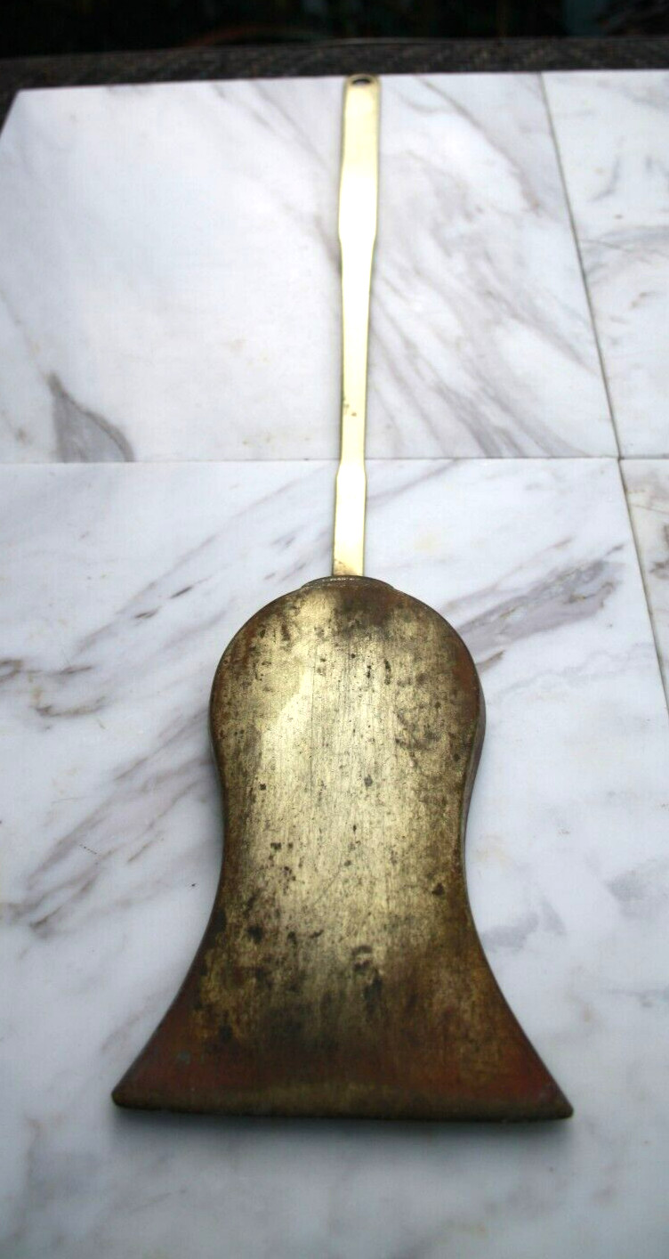 Vintage Antique Solid Brass Fireplace Ash Shovel Scoop with Brass Handle 21.75″