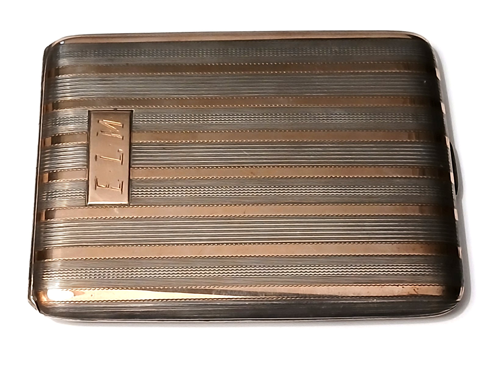 Beautiful Elgin 14k Gold on Sterling Silver Cigarette Case. Hallmarked, 130+gms