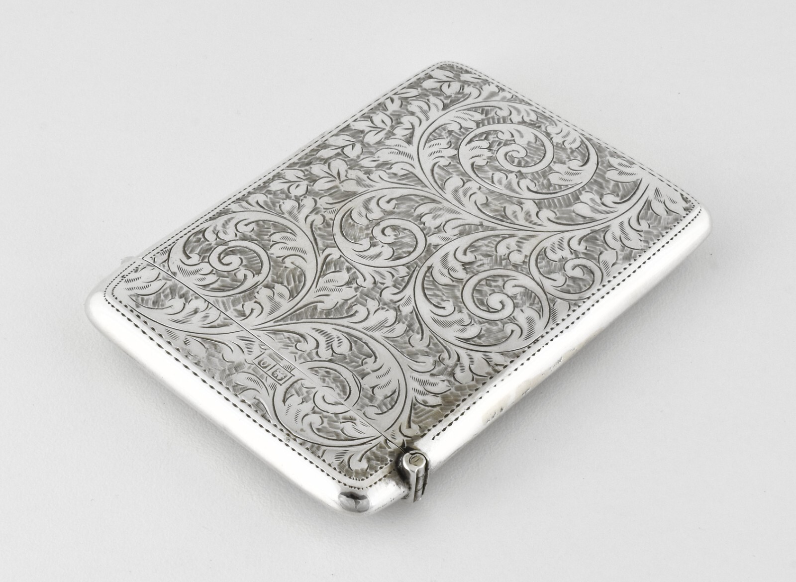 Antique George V Solid Silver Card Case, Birmingham, 1913
